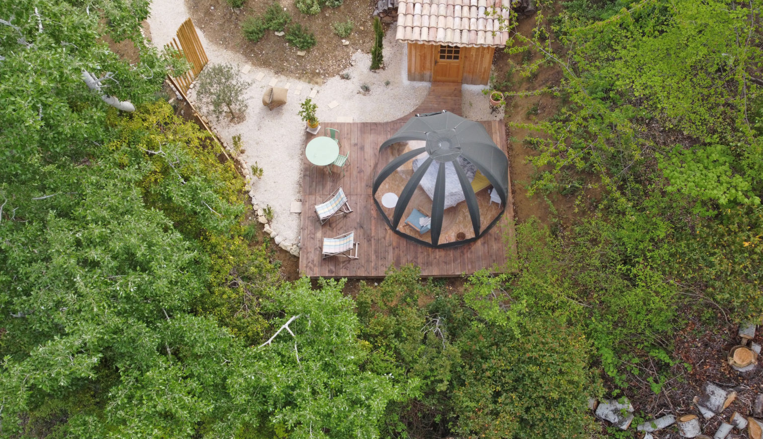 Bulle transparente Provence vue du ciel